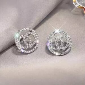 NWOT ~ Crystal Hoop Monogram Earrings